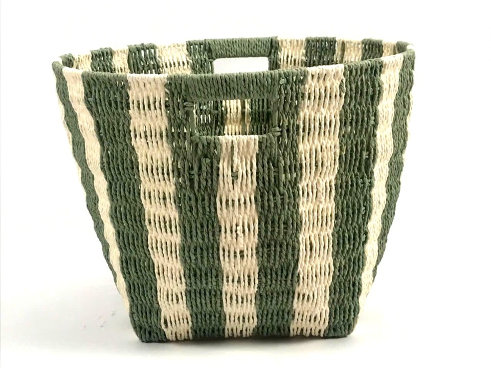 Top-tier Tapered Paper Cord Storage Basket with Handles